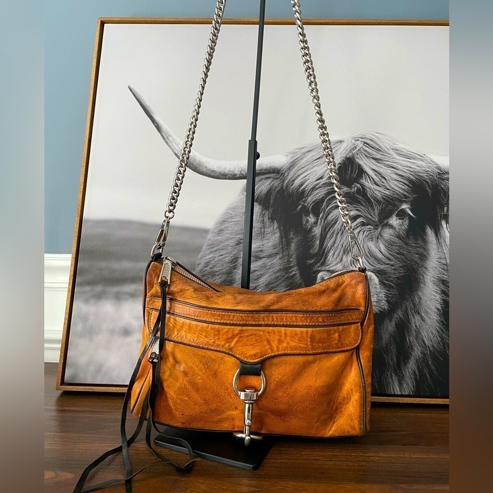 Rebecca Minkoff Mini Mac Leather Crossbody Bag in Chesnut